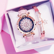 Load image into Gallery viewer, Women Starry Sky Watch Luxury Rose Gold Diamond Watches Ladies Casual Leather Band Quartz Wristwatch Female Clock zegarek damski