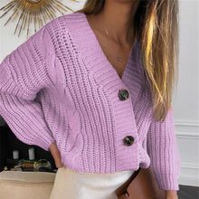 Load image into Gallery viewer, Women Short Cardigan Knitted Sweater Autumn Winter Long Sleeve V neck Jumper Cardigans Casual Streetwear Fashion Pull Femme Coat